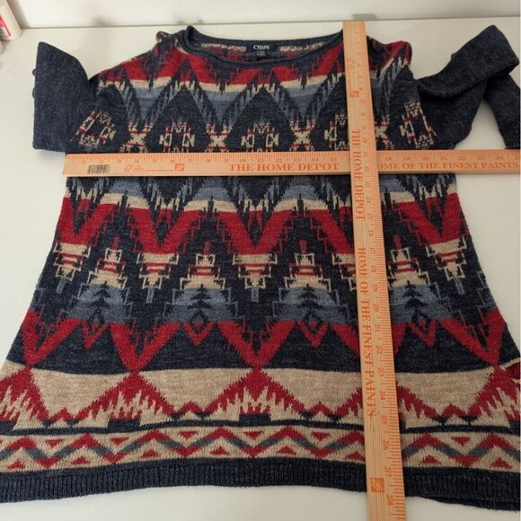 Chaps Aztec Southwestern Sweater Womens Size Large Blue Western Long Sleeve - Picture 10 of 12